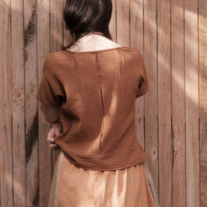 Cross Stitch Pieces Top - 100% Indian Cotton Muslin - Ginger Lilac (Women S-L)