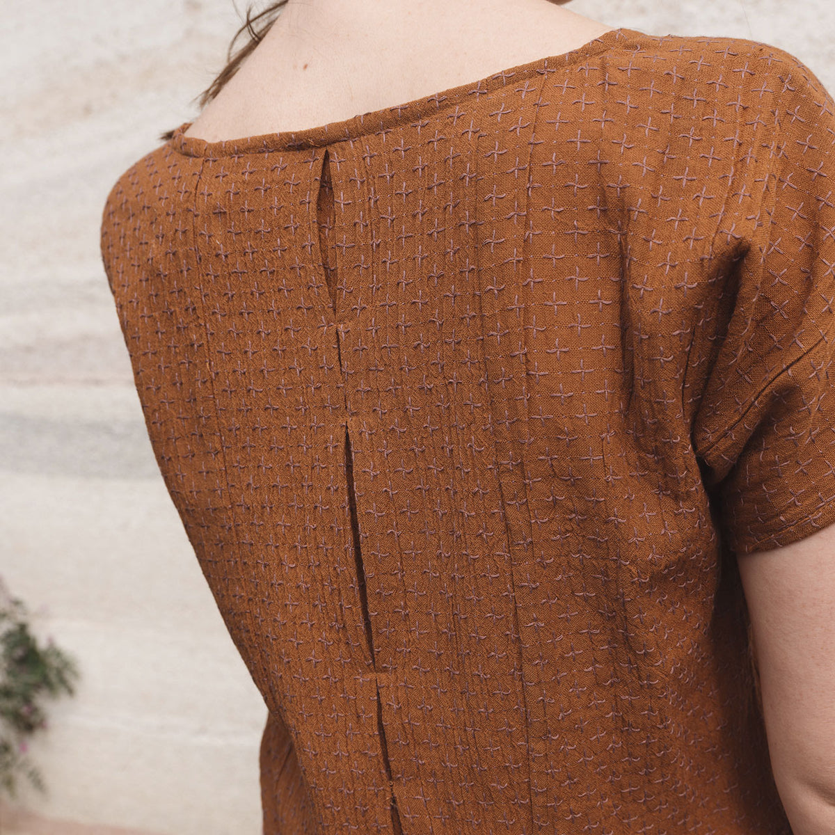 Cross Stitch Pieces Top - 100% Indian Cotton Muslin - Ginger Lilac (Women S-L)