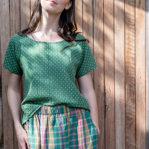 Cross Stitch Pieces Top - 100% Indian Cotton Muslin - Sweet Pea (Women S-L)