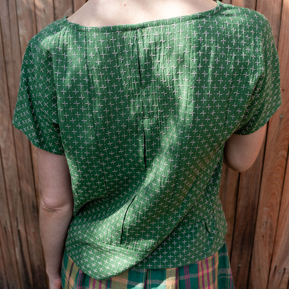 Cross Stitch Pieces Top - 100% Indian Cotton Muslin - Sweet Pea (Women S-L)