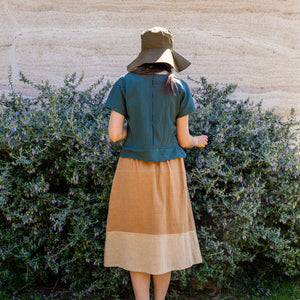 Cross Stitch Pieces Top - 100% Indian Cotton Muslin - Viridian Blue (Women S-L)