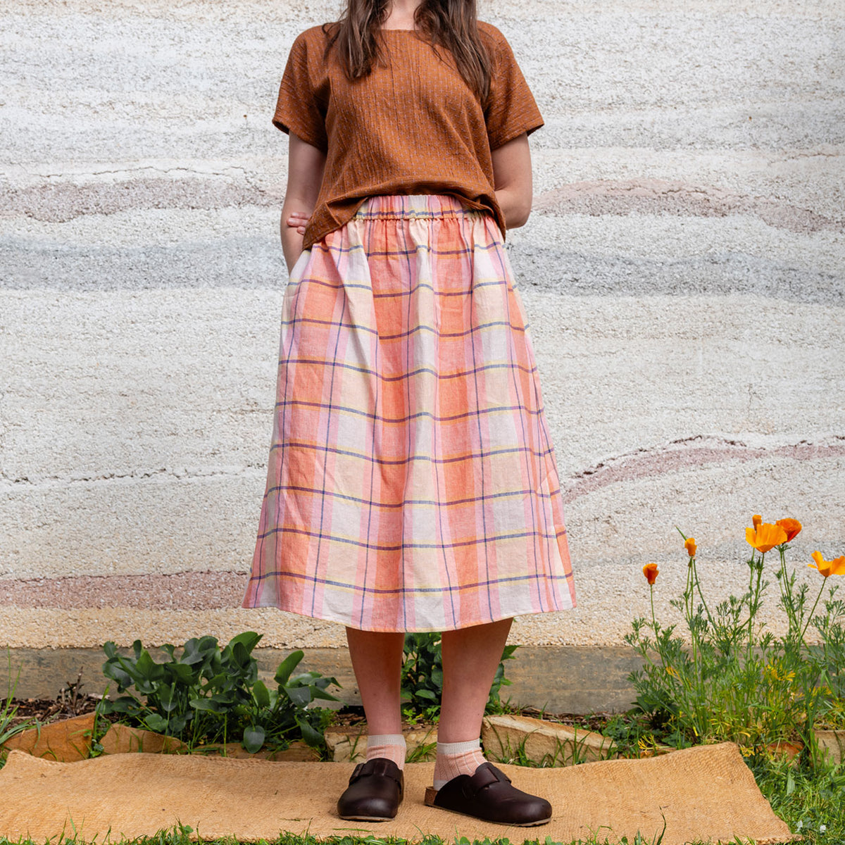 Pocket Skirt - 100% European Linen - Mon Fleur (Women S-L)