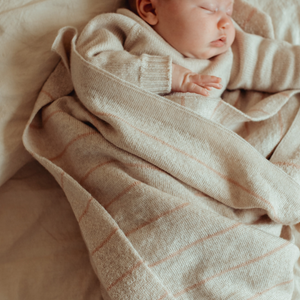 Harry Baby Blanket - 100% Merino Wool - Cream & Apricot Stripe (75x90cm)