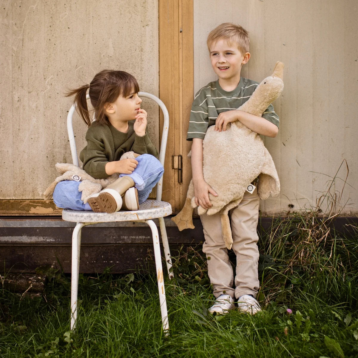 Cuddly Goose Toy/Heat Pack in Organic Cotton/Lambswool - Linen *Coming Soon
