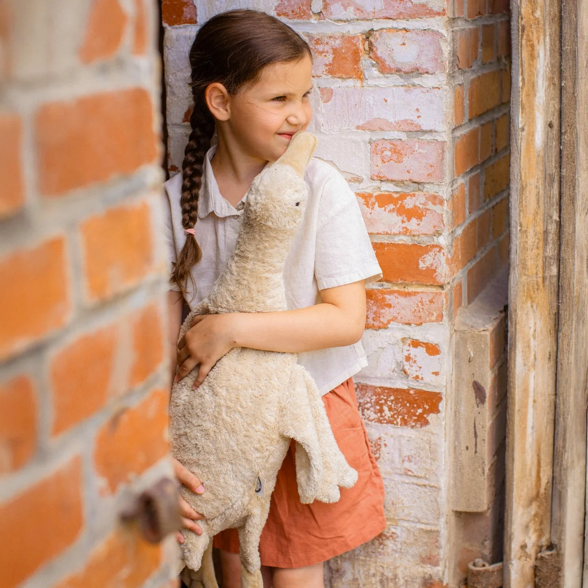 Cuddly Goose Toy/Heat Pack in Organic Cotton/Lambswool - Linen *Coming Soon