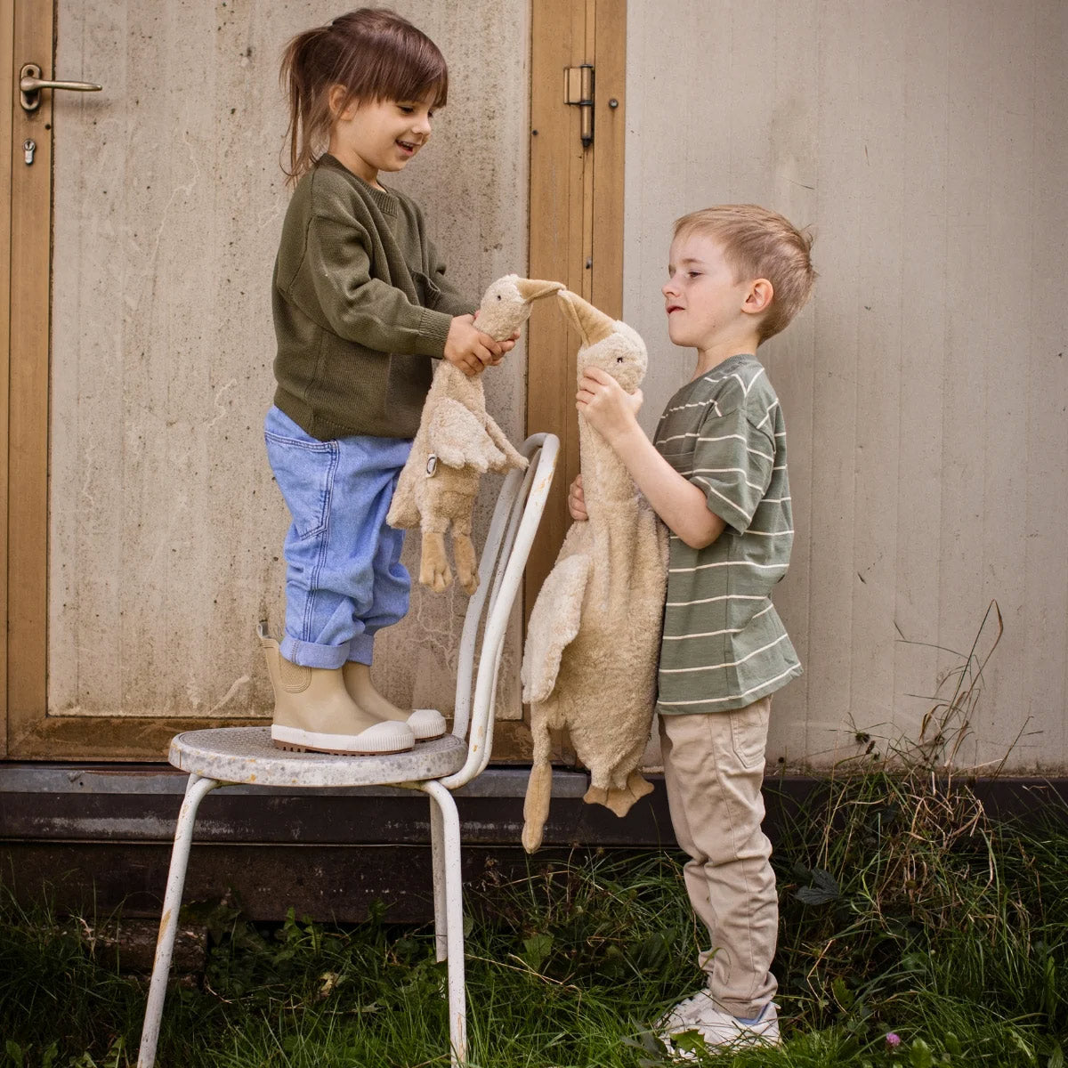 Cuddly Goose Toy/Heat Pack in Organic Cotton/Lambswool - Linen *Coming Soon