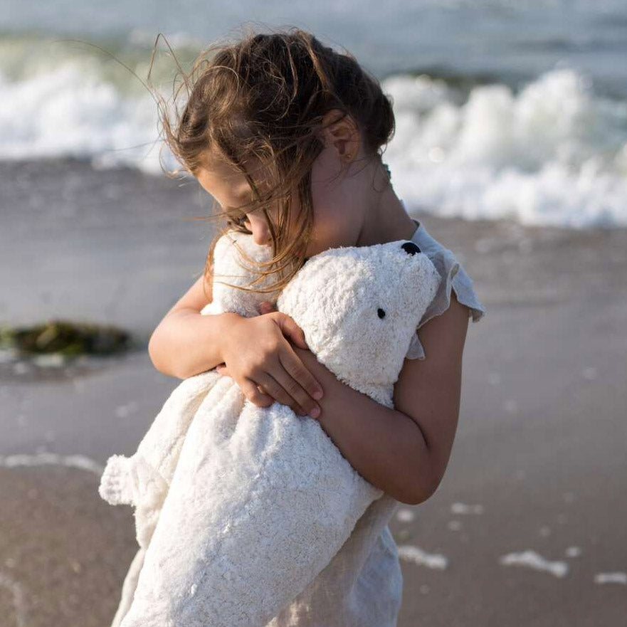 Cuddly Seal Toy/Heat Pack in Organic Cotton/Lambswool (Large) *Returning 2026