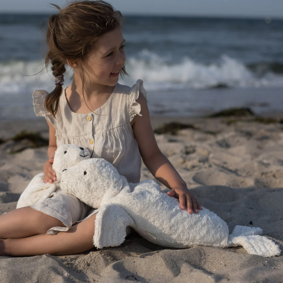 Cuddly Seal Toy/Heat Pack in Organic Cotton/Lambswool (Large) *Returning 2026