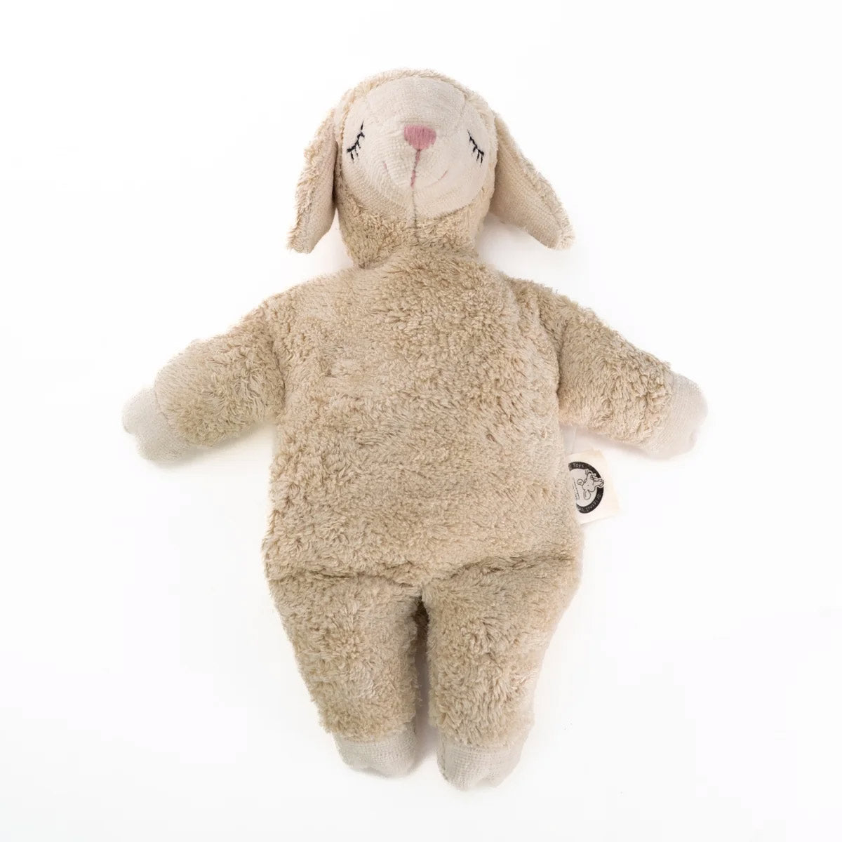 Cuddly Sheep Toy/Heat Pack in Organic Cotton/Lambswool - Linen (Small) *Coming Soon!