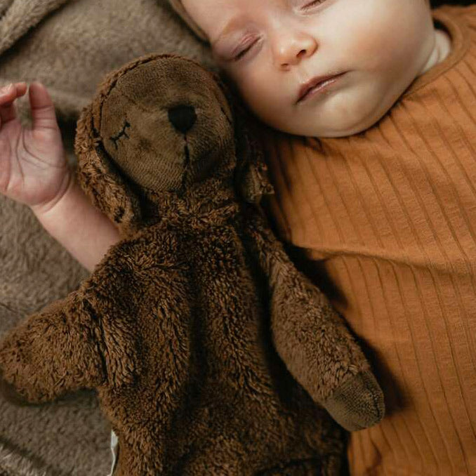 Cuddly Sheep Toy/Heat Pack in Organic Cotton/Lambswool - Brown (Small) *Returning 2026