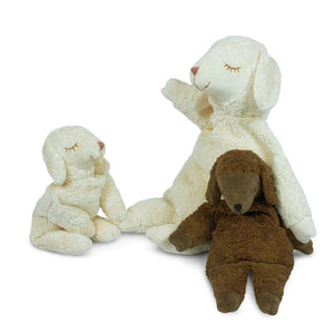 Cuddly Sheep Toy/Heat Pack in Organic Cotton/Lambswool - Brown (Small)