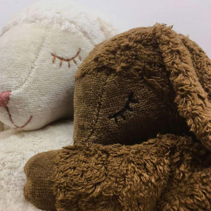 Cuddly Sheep Toy/Heat Pack in Organic Cotton/Lambswool - Brown (Small)