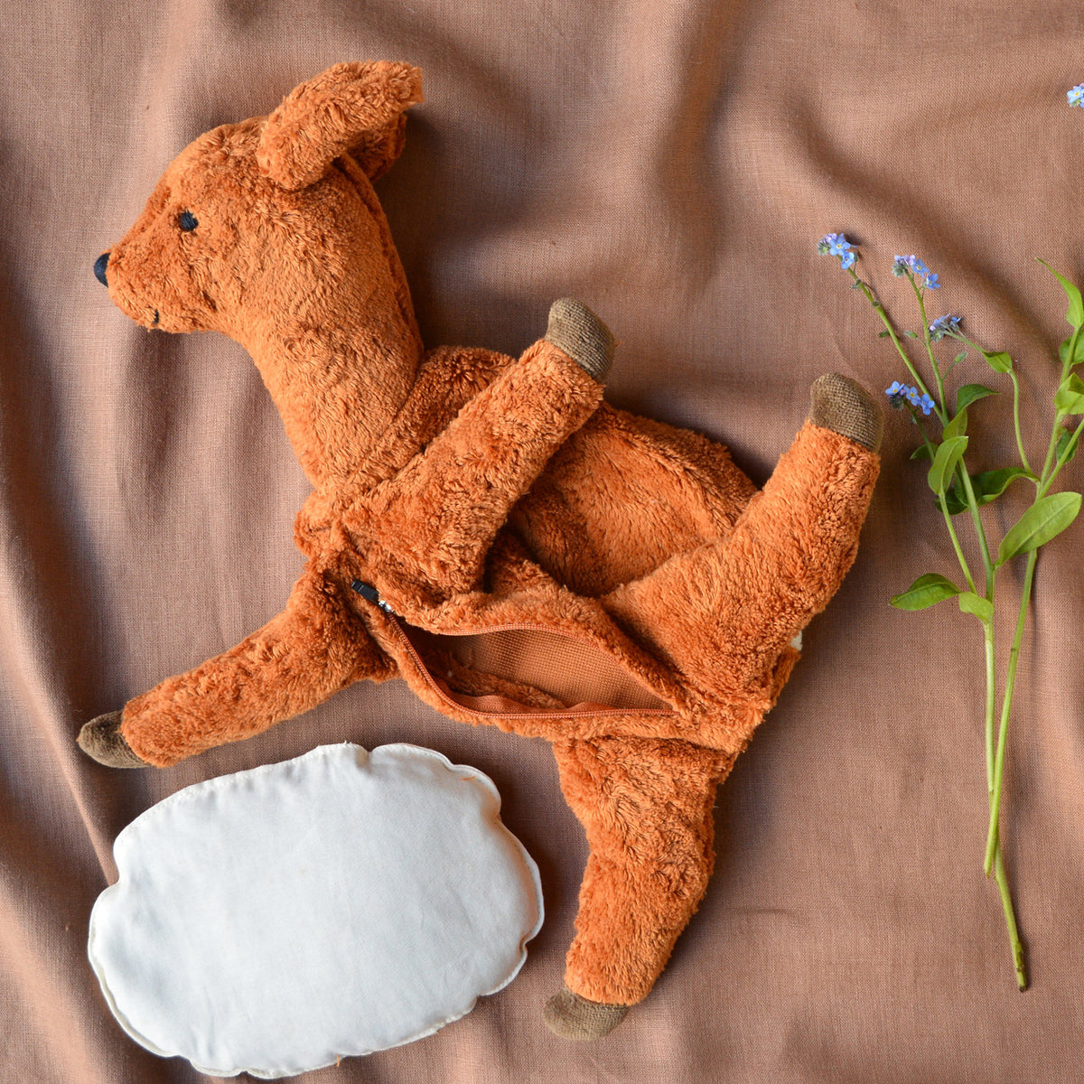 Cuddly Deer Toy/Heat Pack in Organic Cotton/Lambswool (Small) *Returning Soon