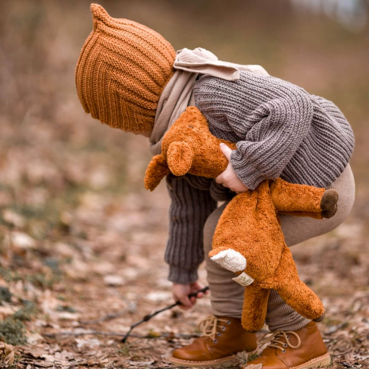 Cuddly Deer Toy/Heat Pack in Organic Cotton/Lambswool - Small