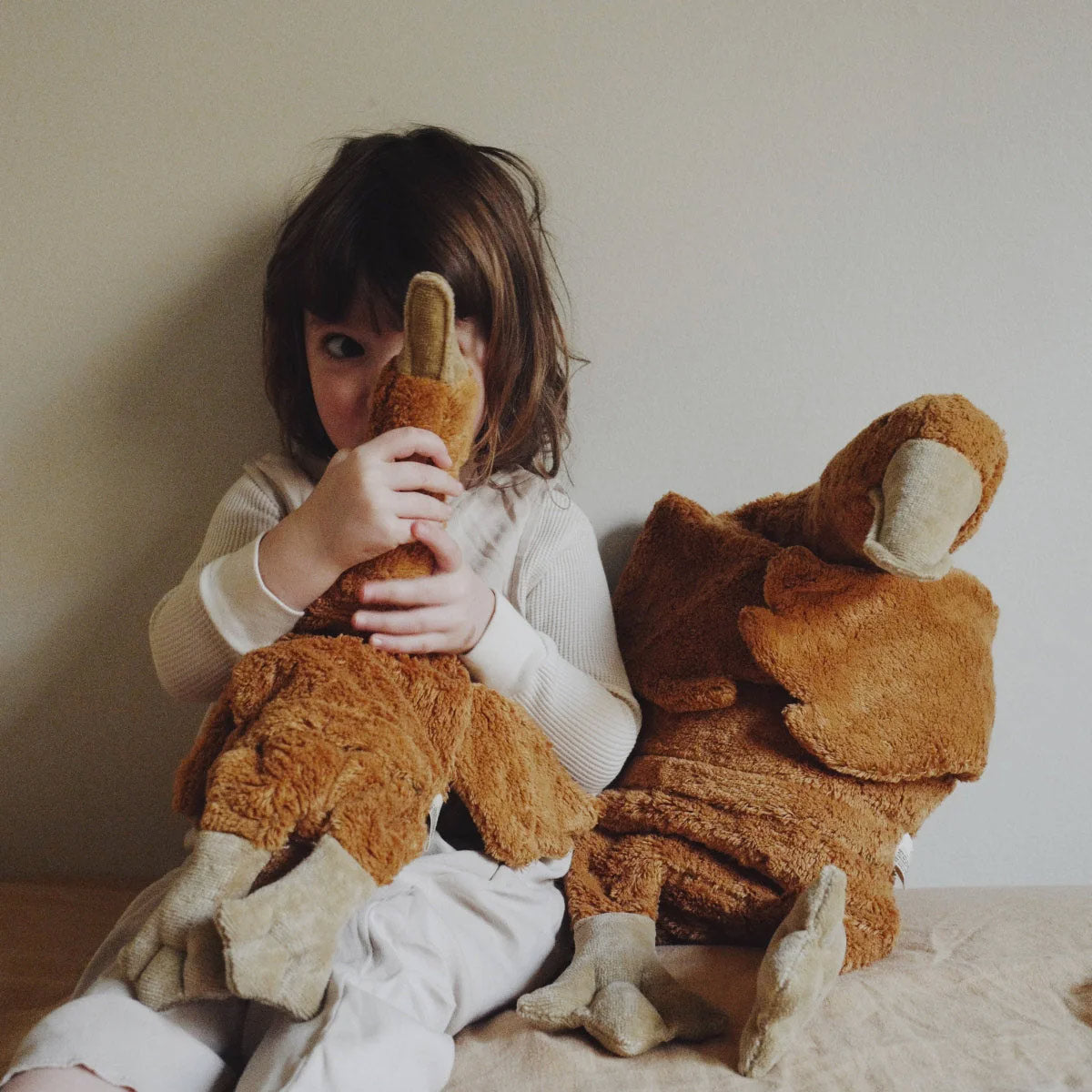 Cuddly Goose Toy/Heat Pack in Organic Cotton/Lambswool - Rust *Limited Edition