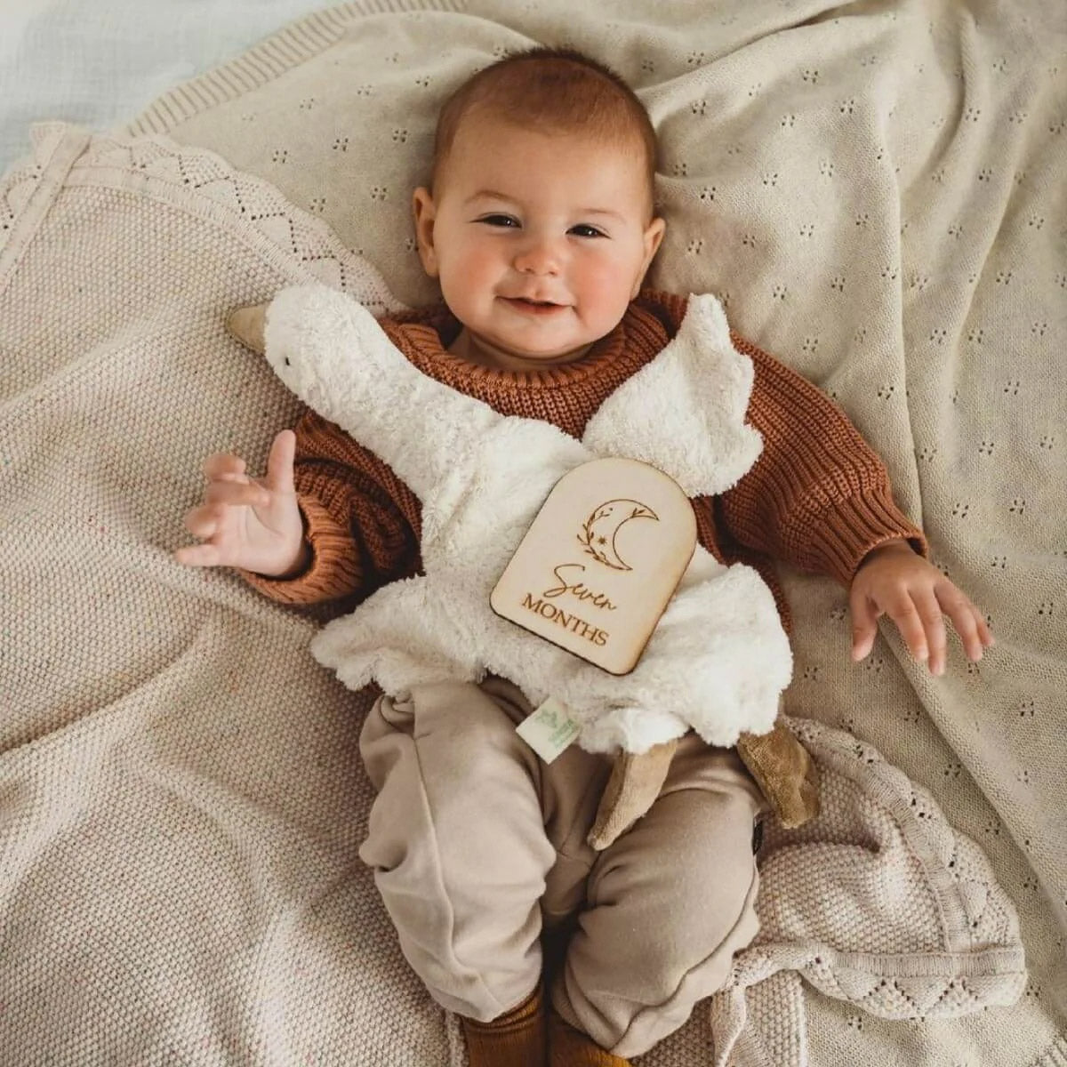 Cuddly Goose Toy/Heat Pack in Organic Cotton/Lambswool - White (Small)