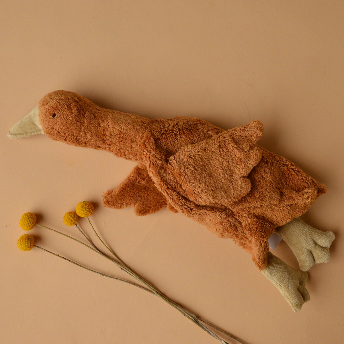 Cuddly Goose Toy/Heat Pack in Organic Cotton/Lambswool - Rust *Limited Edition