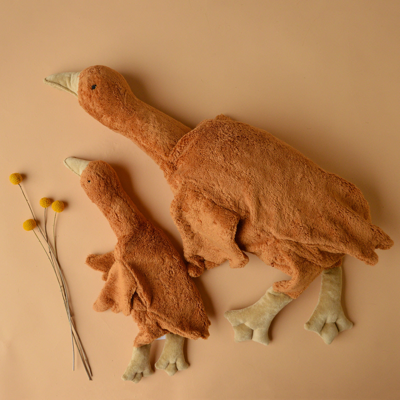 Cuddly Goose Toy/Heat Pack in Organic Cotton/Lambswool - Rust *Limited Edition