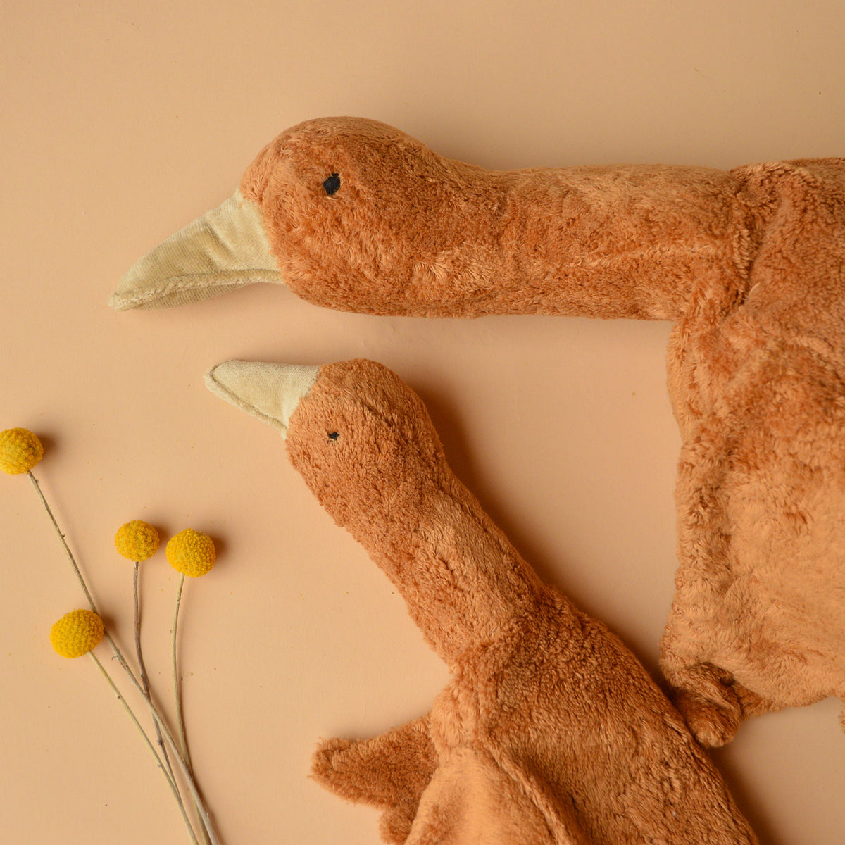 Cuddly Goose Toy/Heat Pack in Organic Cotton/Lambswool - Rust *Limited Edition