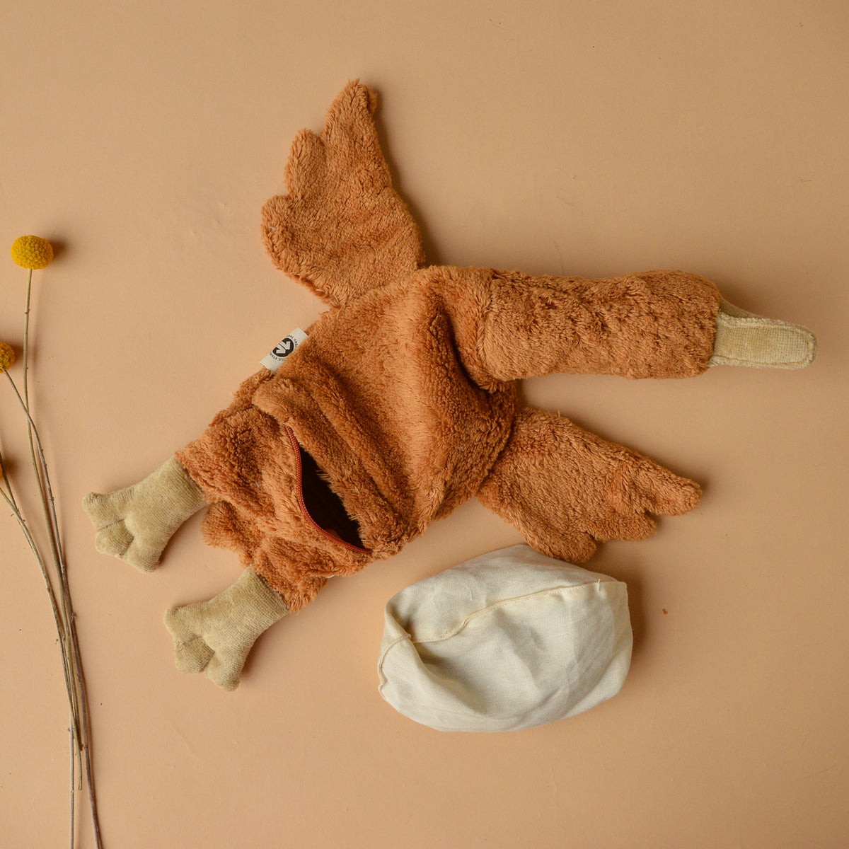 Cuddly Goose Toy/Heat Pack in Organic Cotton/Lambswool - Rust *Limited Edition