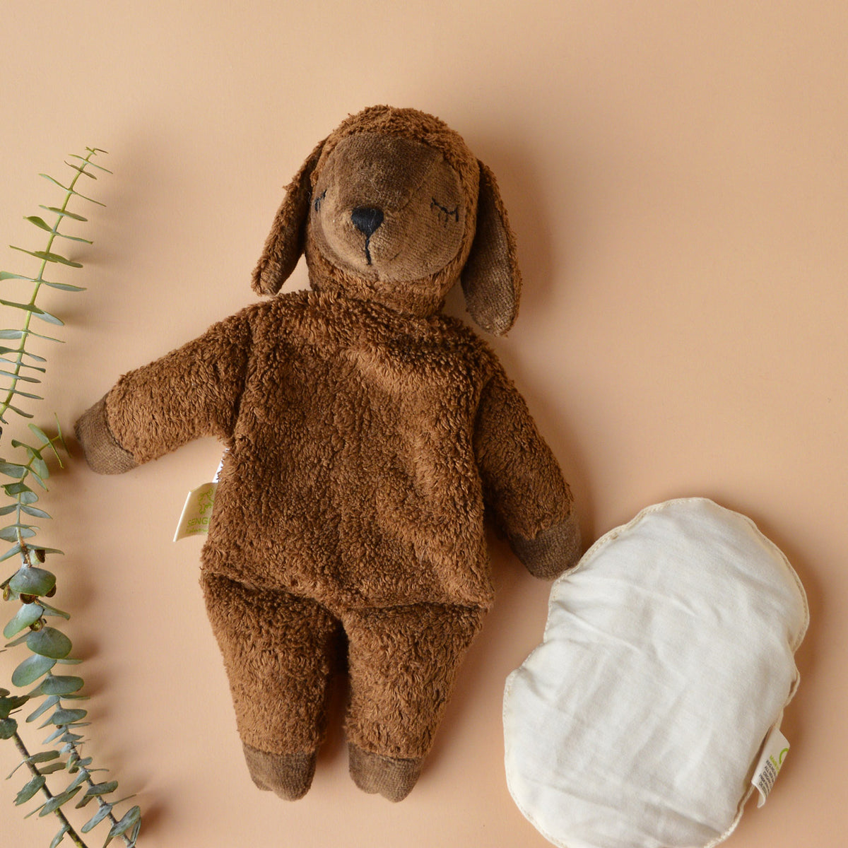 Cuddly Sheep Toy/Heat Pack in Organic Cotton/Lambswool - Brown (Small) *Returning 2026