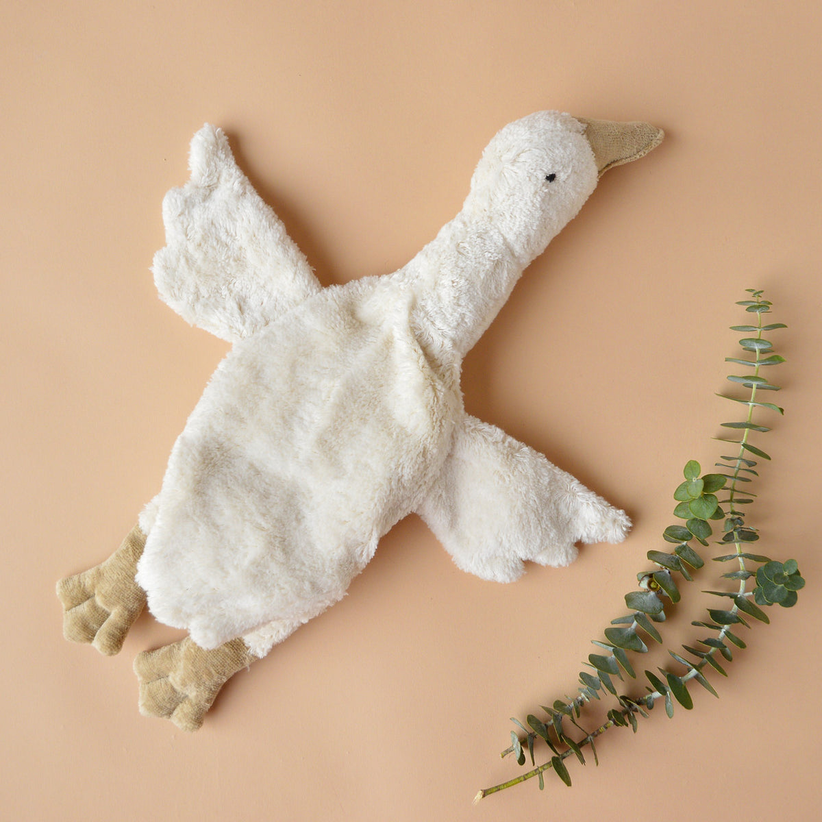 Cuddly Goose Toy/Heat Pack in Organic Cotton/Lambswool - White (Small)