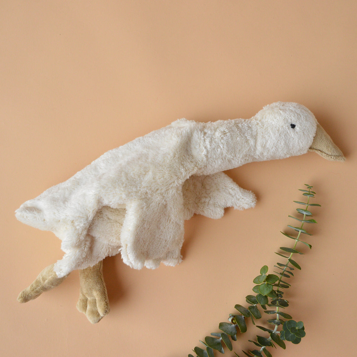Cuddly Goose Toy/Heat Pack in Organic Cotton/Lambswool - White (Small)