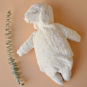 Cuddly Sheep Toy/Heat Pack in Organic Cotton/Lambswool - White (Large)
