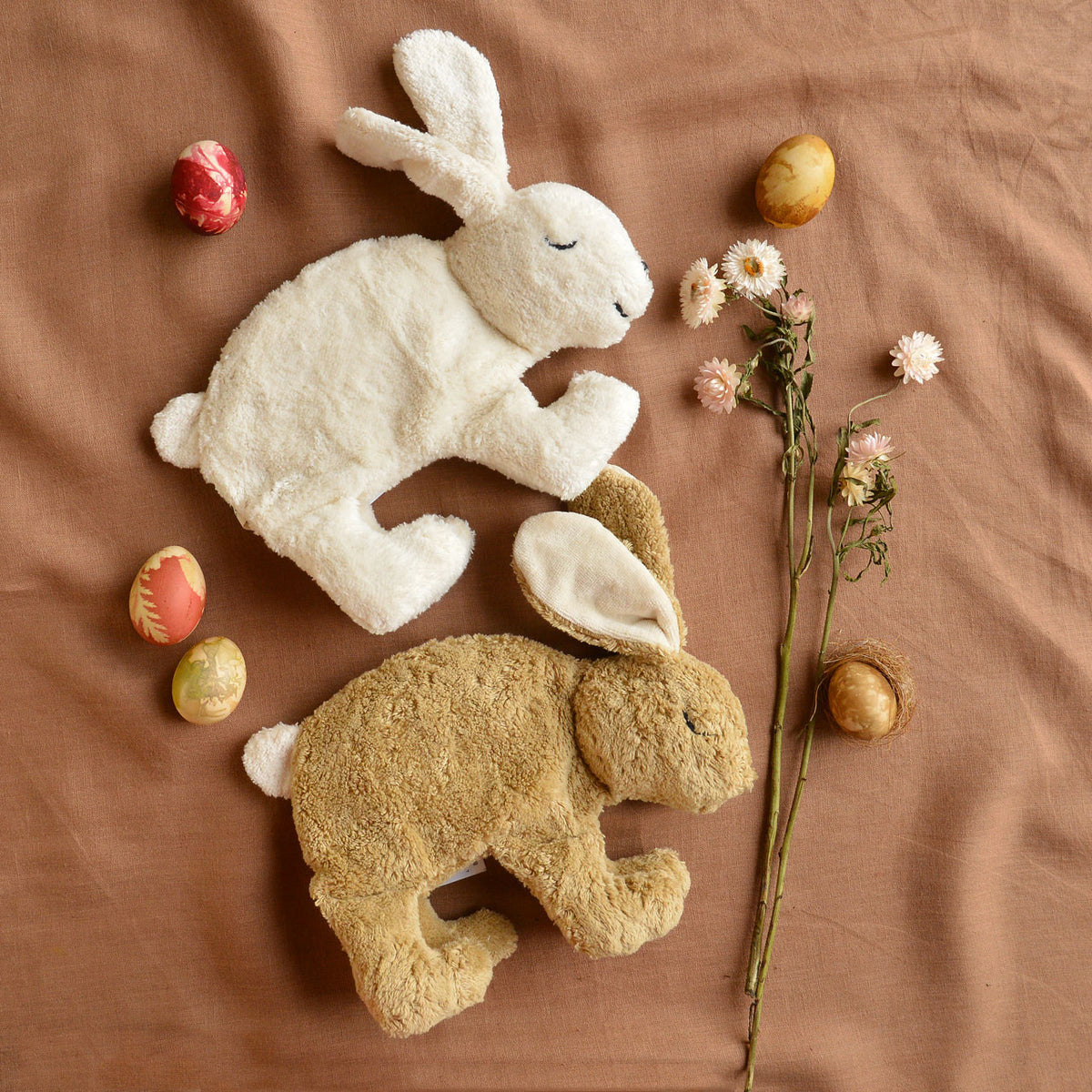 Cuddly Rabbit Toy/Heat Pack in Organic Cotton/Lambswool - Fawn (Small)