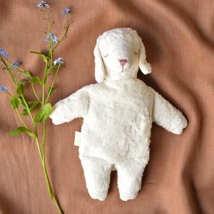 Cuddly Sheep Toy/Heat Pack in Organic Cotton/Lambswool - Small