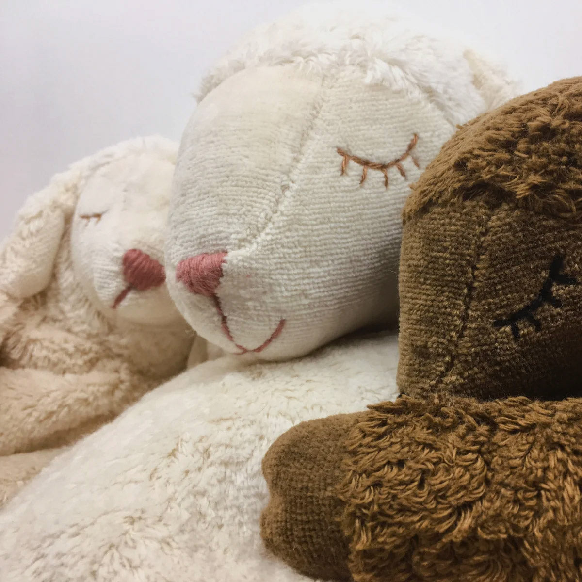 Cuddly Sheep Toy/Heat Pack in Organic Cotton/Lambswool - Brown (Small) *Returning 2026