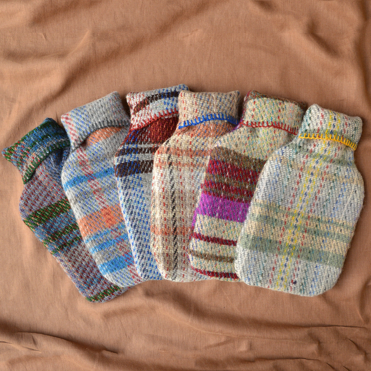 Hot Water Bottle with Plaid 100% Recycled Wool Cover