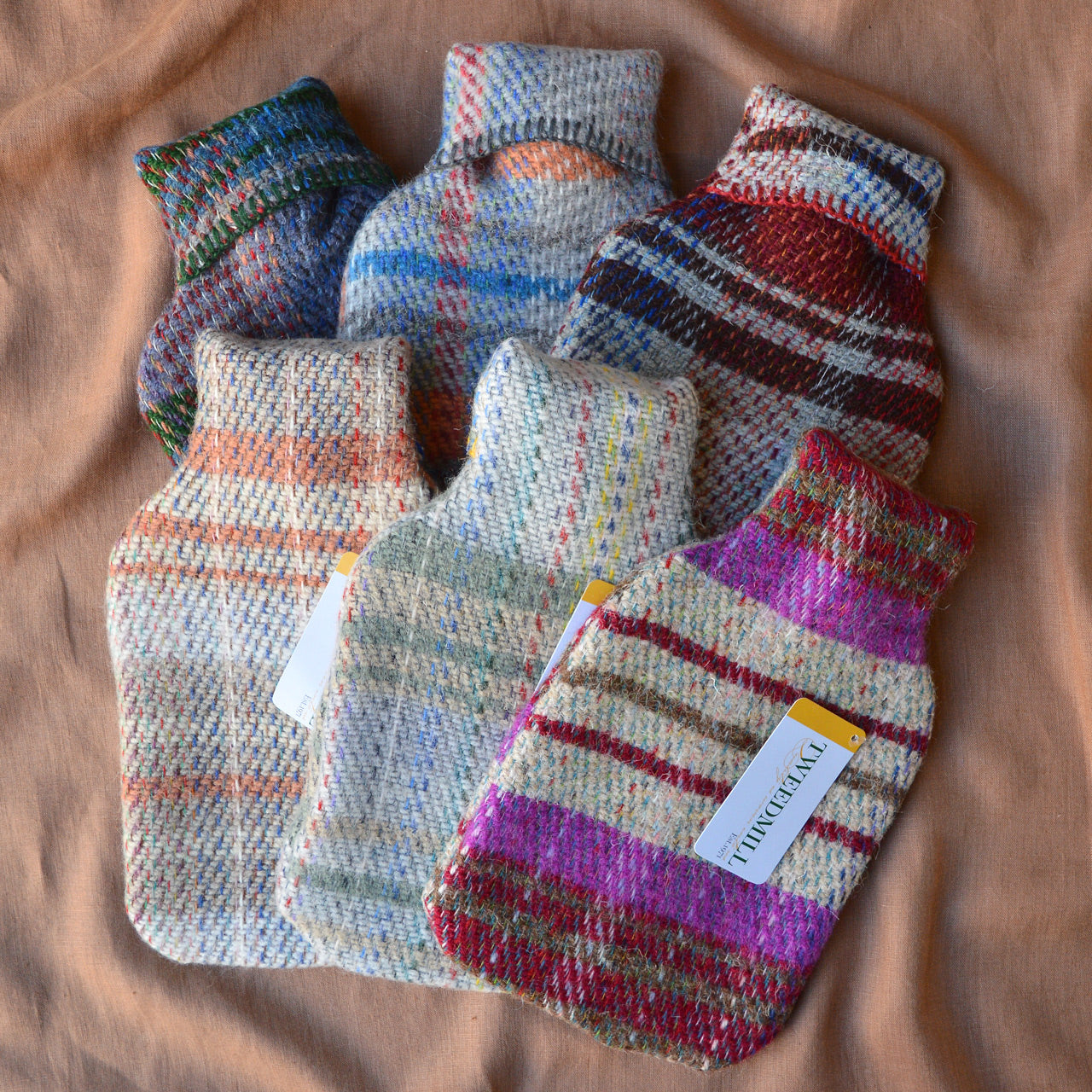 Hot Water Bottle with Plaid 100% Recycled Wool Cover