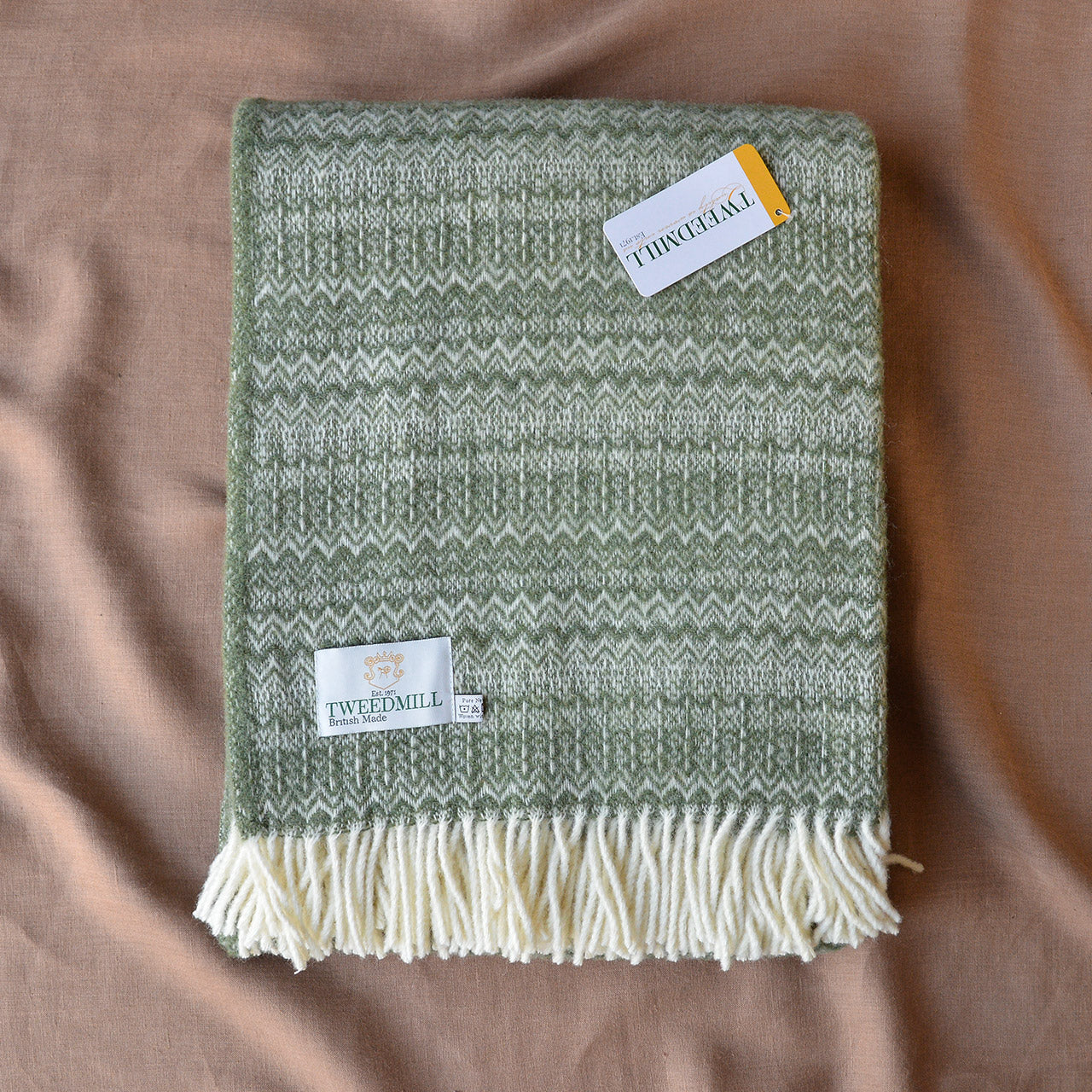 Fair Isle Throw - 100% Wool - Sage (150x200cm)