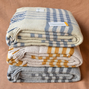 Extra Large Throw - 100% Wool - Hex Check - Blue Slate (150x240cm)