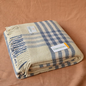 Extra Large Throw - 100% Wool - Hex Check - Blue Slate (150x240cm)