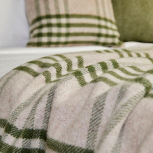 Extra Large Throw in 100% Wool - Hex Check - Olive (150x240cm) *Returning May