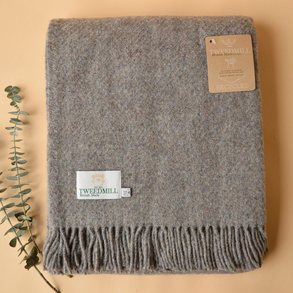 Diagonal Weave Throw - Recycled/Virgin Wool Blend (183x150cm)