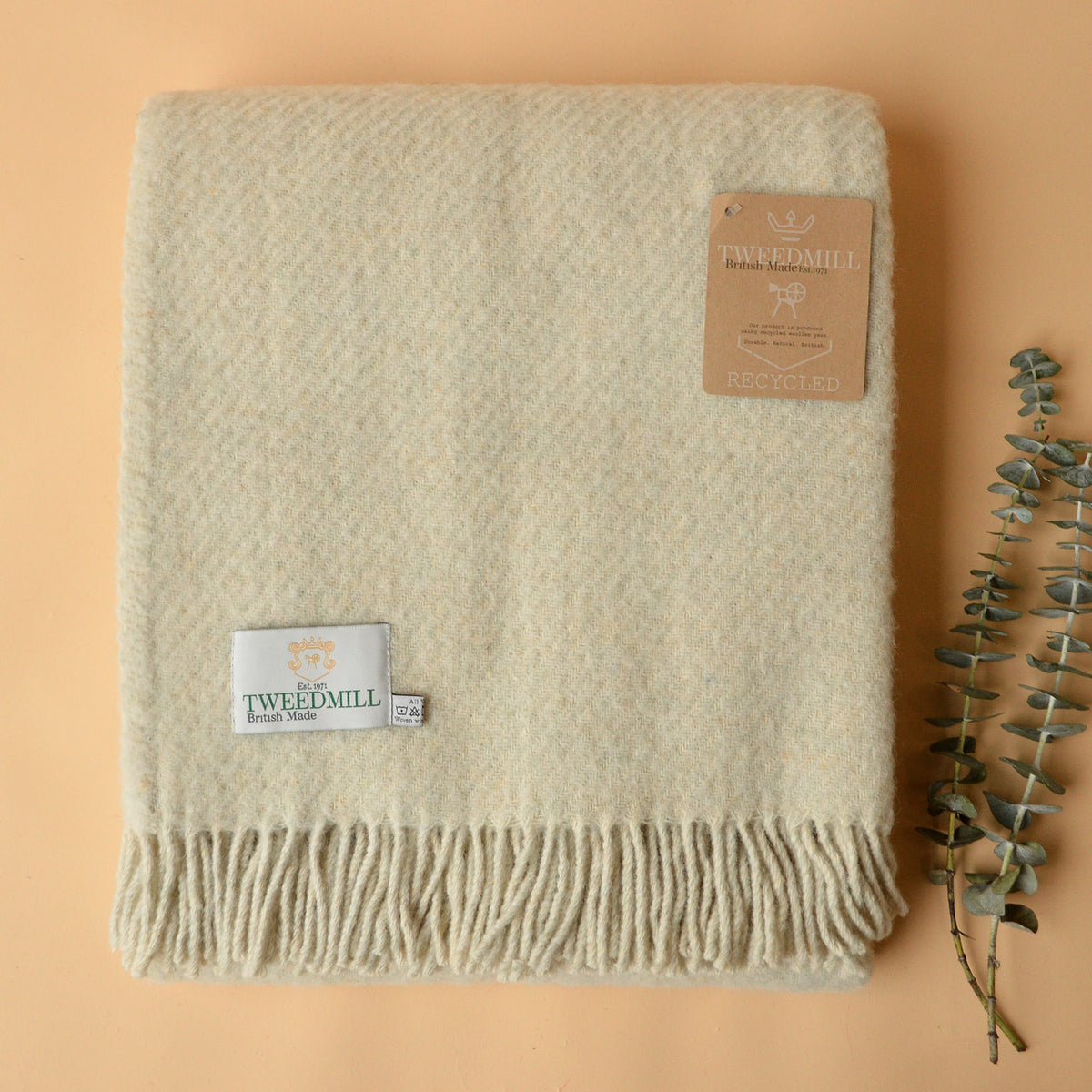 Diagonal Weave Throw - Recycled/Virgin Wool Blend (183x150cm)