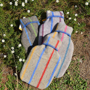 Hot Water Bottle with 50/50 Recycled/Virgin Wool Cover - Vintage Stripes