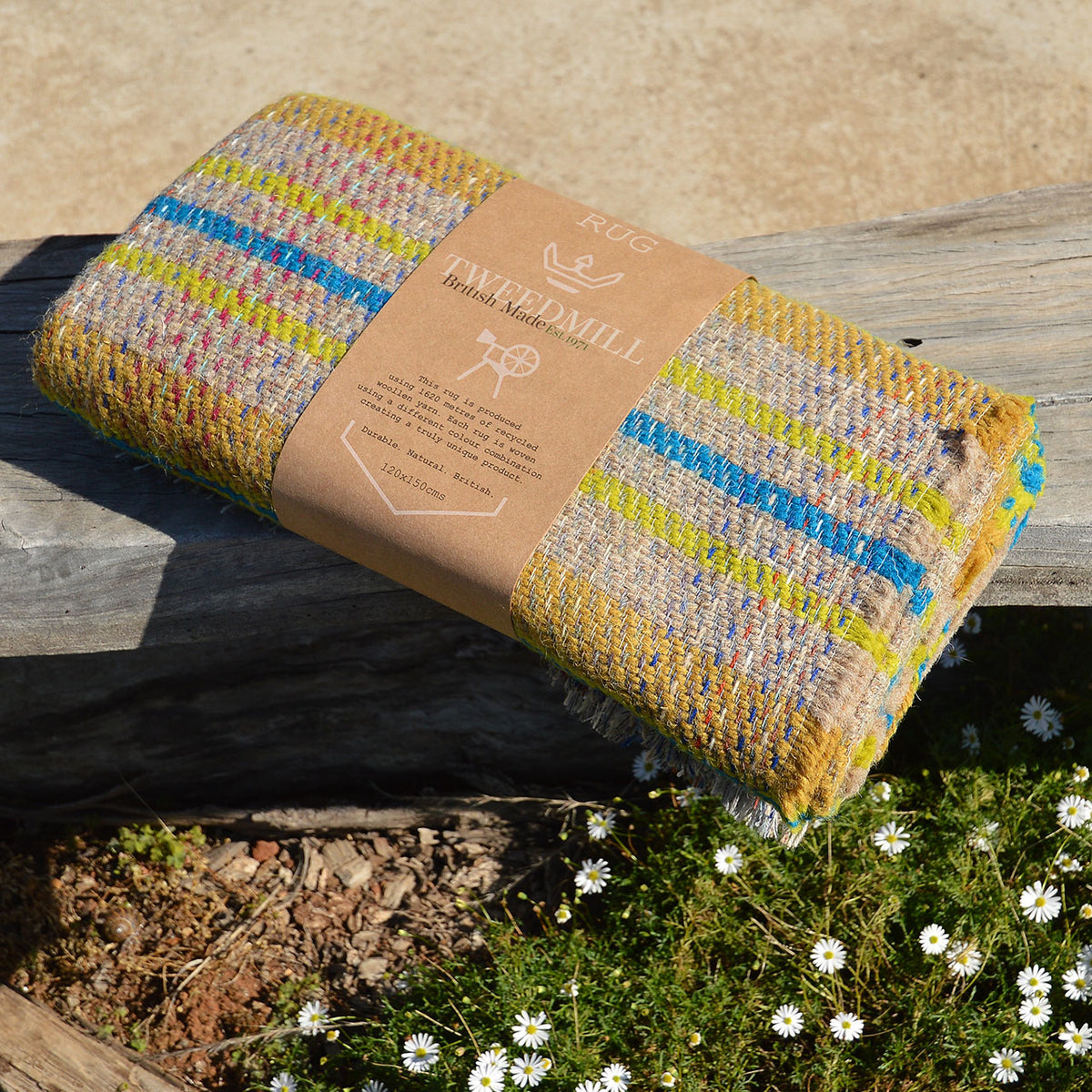 100% Random Recycled Wool Blanket/Rug - Medium (150x120cm)