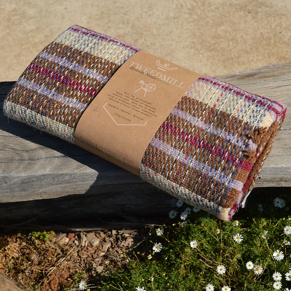 100% Random Recycled Wool Blanket/Rug - Medium (150x120cm)