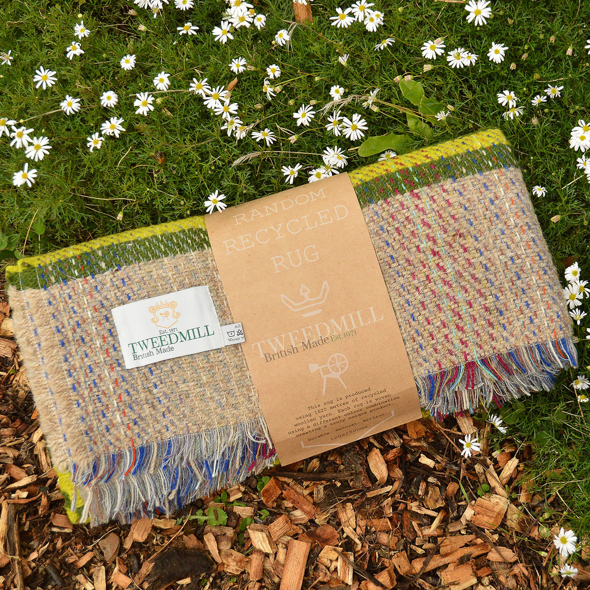 100% Random Recycled Wool Blanket/Rug - Medium (150x120cm)