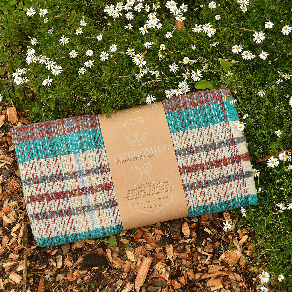 100% Random Recycled Wool Blanket/Rug - Medium (150x120cm)