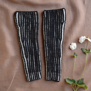 Brioche Legwarmers - 100% Chunky Highland Wool - Black/Ecru (Child-Adult)