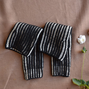 Brioche Legwarmers - 100% Chunky Highland Wool - Black/Ecru (Child-Adult)