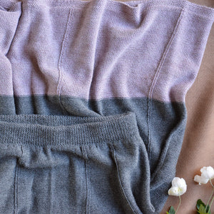 Women's Colourblock Panel Skirt - 100% Baby Alpaca - Grey/Lavender (S-L)