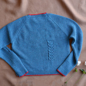Women's Cable Crop Jumper - 100% Baby Alpaca - Light Peacock (S-L)