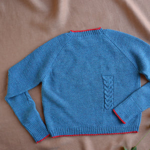 Women's Cable Crop Jumper - 100% Baby Alpaca - Light Peacock (S-L)