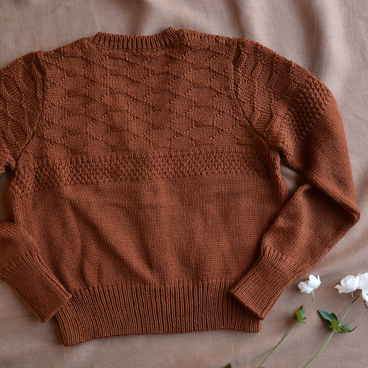 Women's Gansey Cardi - 100% Chunky Highland Wool - Gingerbread (S-L)